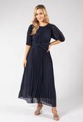 Front Knot Plisse Pleated Dress - Navy / F/S image