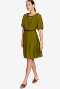 Belted Puff Sleeve Dress - Green / 42 image