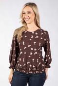Tanael Floral Print Top - Chocolate / 16 image