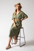 Linen Look Summer Dress - Khaki / F/S image