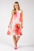Plisse Pleated Floral Short Dress - Red Mix / F/S image