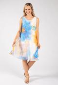 Plisse Pleated Floral Short Dress - Blue Mix / F/S image