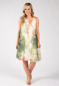 Plisse Pleated Floral Short Dress - Khaki Mix / F/S image