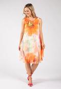 Plisse Pleated Floral Short Dress - Orange Mix / F/S image
