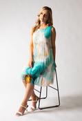 Plisse Pleated Floral Short Dress - Teal Mix / F/S image