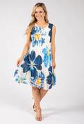 Plisse Pleated Floral Short Dress - Navy / F/S image