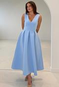 Bethany V-Neck Skater Midi Dress - Blue / 18 image