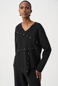 Embellished V-neck Pullover - Black / S image