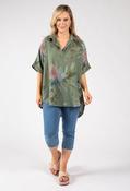 Floral Linen Look Blouse - Green / F/S image
