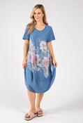 Balloon Hem Floral Dress - Blue / F/S image