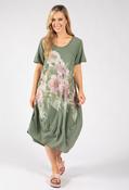 Balloon Hem Floral Dress - Khaki / F/S image