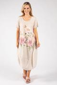 Balloon Hem Floral Dress - Beige / F/S image