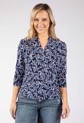 Tara Leaf Print Top - Blue Mix / 12 image