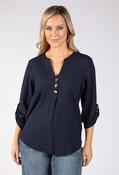 Tilka Crinkle Touch Blouse - Navy / 14