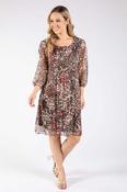 Plisse Pleated Floral Print Dress - Brown Mix / 14 image