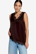 Lace Detail Satin Top - Chocolate Plum / 38 image