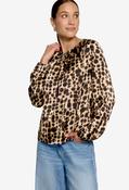 Abstract Print Satin Blouse - Beige/Brown / 42 image