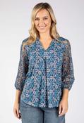 Valarie Palm Print Blouse - Blue Mix / 12 image