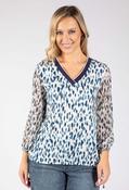 Beach Abstract Print Top - Blue Mix / 12