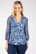 Solene Abstract Print Blouse - Blue Mix / 14 image