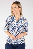 Kigali Zebra Print Blouse - Beige/Blue / 18 image