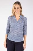 Tara Geometric Print Top - Blue Mix / 10