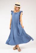 Plisse Pleated Pop Over Dress - Blue / F/S image