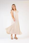 Plisse Pleated Pop Over Dress - Beige / F/S image