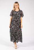 Polka Dot Plisse Pleated Midi Dress - Black / F/S image