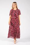 Polka Dot Plisse Pleated Midi Dress image