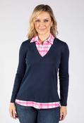 2 in 1 Check Shirt Top - Navy/Pink / 12 image
