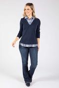 2 in 1 Check Shirt Top - Navy/Blue / 18 image