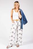 Palm Print Belted Trousers - White / F/S image