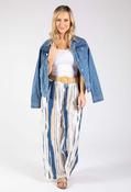 Striped Design Belted Trousers - Blue Mix / F/S image