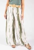 Striped Design Belted Trousers - Khaki Mix / F/S