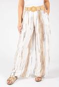 Striped Design Belted Trousers - Beige Mix / F/S