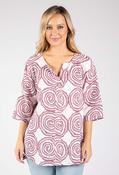 Abstract Print Linen Look Blouse - Pink Mix / F/S image