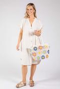 V-Neck Linen Look Dress - Beige / F/S