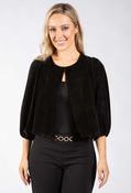 Paris Velvet Balloon Sleeve Jacket - Black / 14 image