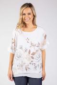 Floral Print Relaxed Top - Beige/White / F/S