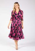 Floral Mesh Wrap Dress - Black Mix / 16