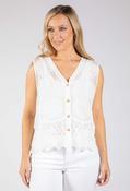 Embroidered Sleeveless Vest - White / F/S