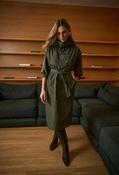 Cowl-Neck Belted Dress - Green / 14 image