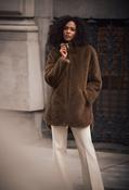 Hooded Faux Fur Coat - Brown / XS image