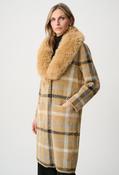 Feather Yarn Plaid Coat - Beige / S image