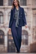 Wide Leg Pull-On Trousers - Navy / 14 image