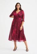 Helena Curve+ Midi Dress - Wine / 14