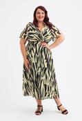 Victoria Angel Sleeve Mesh Midi Curve+ Dress - Cream/Black / 26 image