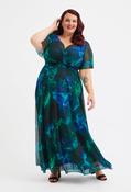 Isabelle Curve+ Float Sleeve Maxi Dress - Green Multi / 24