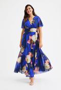 Isabelle Curve+ Float Sleeve Maxi Dress - Royal Blue / 24